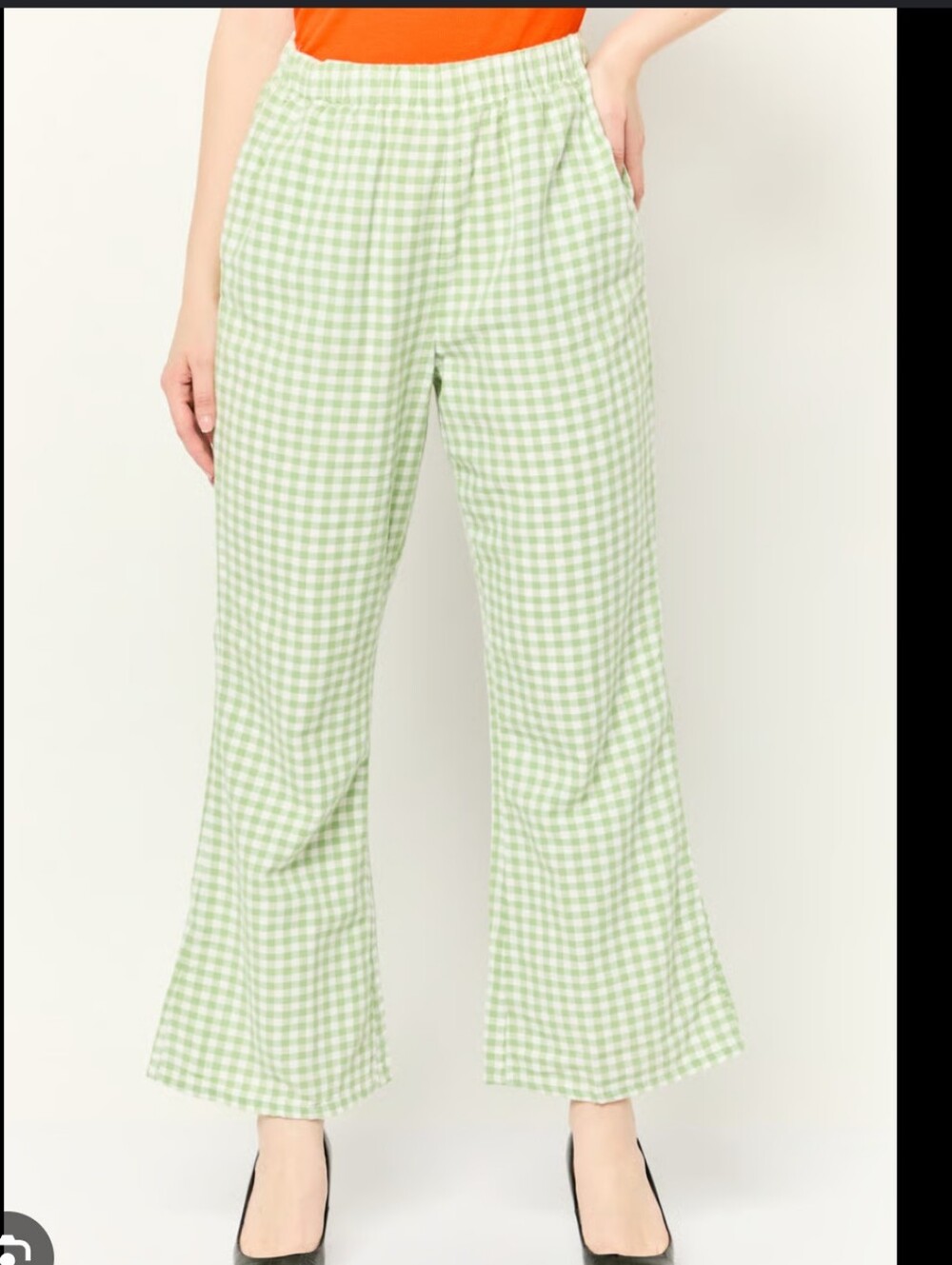 NWT American Eagle Green And White Gingham Pants Size Medium 💚